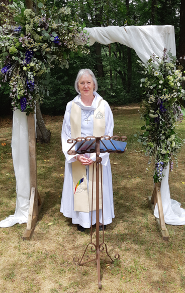 Linda Billenness officiating at a blessing of a marriage